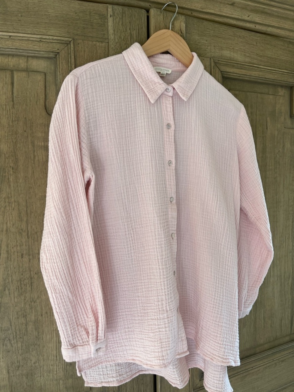 Eileen Fisher Light Pinky/Peach Gauze Button-Up Shirt